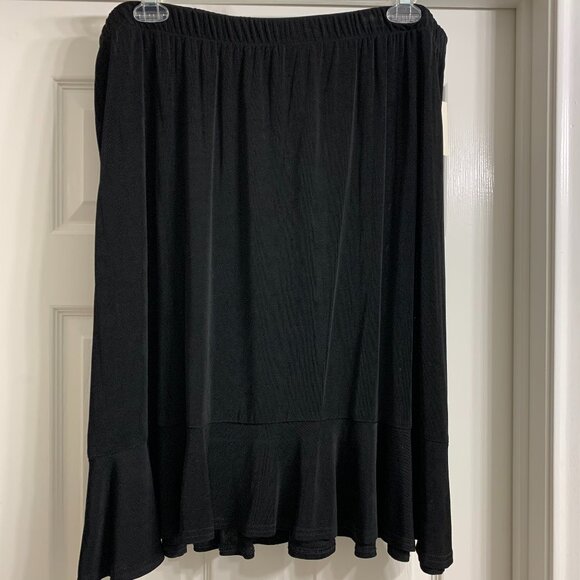 Positive Attitude Brand Women's Black Silky Skirt with Ruffle, Size 24WP, NWT - Picture 1 of 2